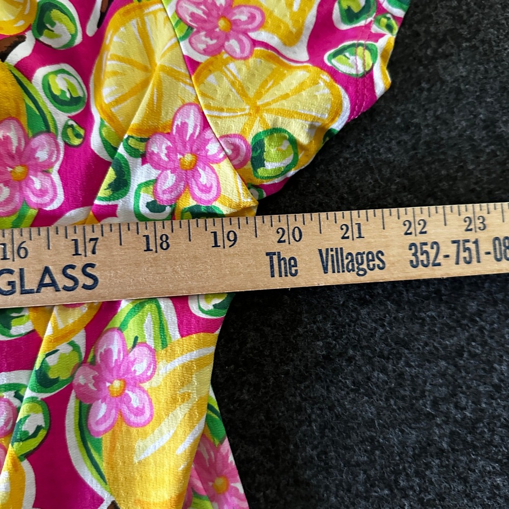 IBKUL Womens Golf Dress XL Pink Yellow Lemon Floral UPF 50+ Short Sleeve Dress - Picture 4 of 7